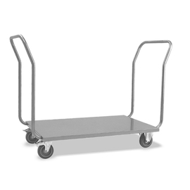 platform trolley stainless steel | 2 handles • load 200 kg | 600 mm x 1200 mm H 970 mm product photo