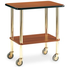 side trolley cherry wood coloured  | 2 shelves 710 x 460 mm brass rack product photo