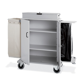 housekeeping cart pale grey incl. compartmental tray | 1600 mm x 620 mm H 1180 mm product photo
