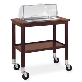 serving trolley walnut coloured  | 2 shelves 770 x 470 mm with domed hood with stainless steel tray GN 1/1 product photo