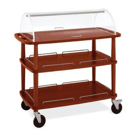 serving trolley cherry wood coloured  | 3 shelves 945 x 550 mm with domed hood product photo