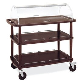 serving trolley wenge coloured  | 3 shelves 945 x 550 mm with domed hood product photo