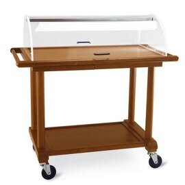 serving trolley walnut coloured  | 2 shelves with domed hood product photo