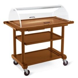 serving trolley walnut coloured  | 3 shelves with domed hood product photo