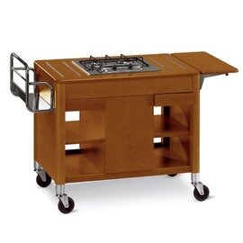 Flambierwagen Gas with double burner, frame: solid wood, color: walnut product photo