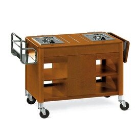 Flambierwagen Gas with 2 burners, solid wood frame, color: walnut product photo