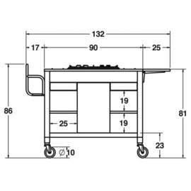 Flambierwagen Gas with double burner, frame: solid wood, color: walnut product photo  S