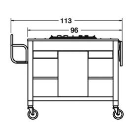 Flambierwagen Gas with 1 burner, solid wood frame, color: walnut product photo  S