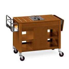Flambierwagen Gas with 1 burner, solid wood frame, color: walnut product photo
