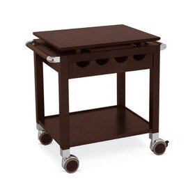 serving trolley oak wood brown  | 2 shelves 700 x 550 mm with cutlery tray product photo