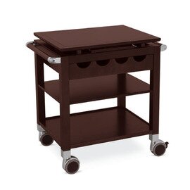 serving trolley wenge coloured  | 3 shelves 700 x 550 mm with cutlery tray product photo