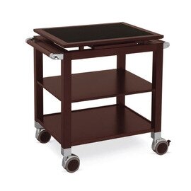 Wooden serving car with 3 shelves, top marble top with wooden frame, color: Wènge product photo