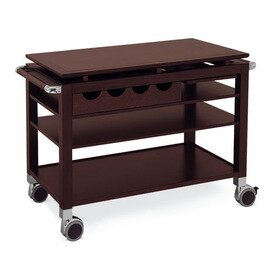 serving trolley oak wood brown  | 3 shelves 1050 x 550 mm with cutlery tray product photo