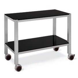 Serving trolley with 2 shelves, width 105 cm, stainless steel frame with safety glass panels, color: anthracite gray product photo