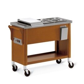 Bain-Marie cart for 3x GN 1/2, including GN container, made of beechwood, color: walnut product photo