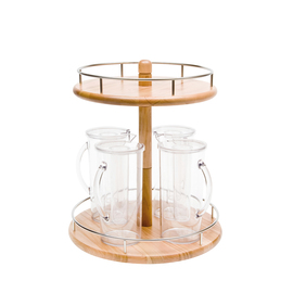 buffet stand CLASSIC cherry wood coloured | 2 levels | 4 jugs product photo