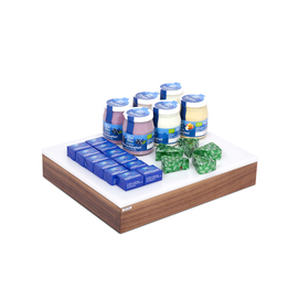 buffet plate GN 1/2 NATURE wood | PE plate white | coolable product photo