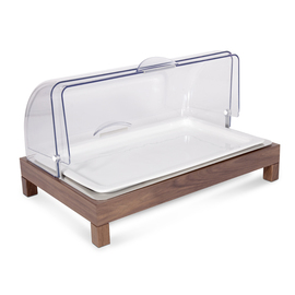 buffet showcase GN 1/1 NATURE wood with hood coolable | Porcelain tray product photo