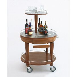beverage trolley PARIS RUND walnut coloured  | 2 shelves  Ø 800 mm  | with countertop unit product photo