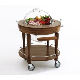 serving trolley PARIS RUND tanganica wood coloured with domed hood coolable  | 2 shelves  Ø 800 mm  | with countertop unit product photo