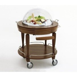 serving trolley PARIS RUND wenge coloured with domed hood  | 2 shelves  Ø 800 mm  | with countertop unit product photo