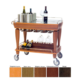 wine cart tanganica wood coloured | 2 shelves with 6 thermal bottle containers product photo