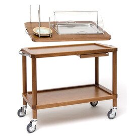 serving trolley Roma walnut coloured with domed hood coolable  | 2 shelves  | with countertop unit with ice pack product photo