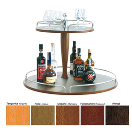 Bar attachment PARIS ROUND, 2 levels, with railing, wood, tanganika product photo