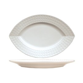 plate SATINIQUE porcelain white stripe edge relief oval | 225 mm  x 150 mm product photo