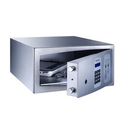 Hotel safe &quot;proSafe MD 361 P&quot;, electronic lock with motor drive, housing made of 2 mm steel sheet, iAudit and webREOS as standard, silver white, blue LED display, B 360 x T 410 x H 190 mm product photo