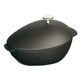 clam pot 2 ltr cast iron with lid black oval  Ø 250 mm  | cloth handles product photo
