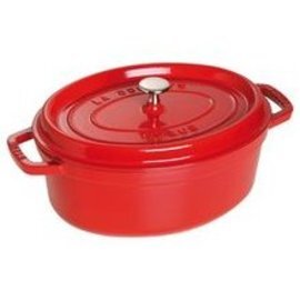 cocotte 3.2 ltr cast iron with lid cherry wood coloured oval  Ø 270 mm  | cast-on handles product photo
