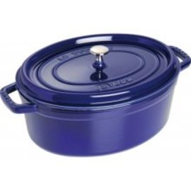 cocotte 6.7 ltr cast iron with lid dark blue oval  Ø 330 mm  | cast-on handles product photo