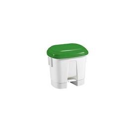 pedal dustbin 30 ltr plastic white lid colour green with pedal  L 510 mm  B 370 mm  H 470 mm product photo