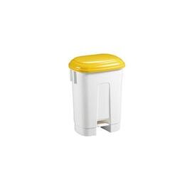 pedal dustbin 60 ltr plastic white lid colour yellow with pedal  L 510 mm  B 370 mm  H 670 mm product photo