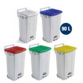 pedal dustbin 90 ltr plastic white lid colour white with pedal  L 510 mm  B 470 mm  H 930 mm product photo