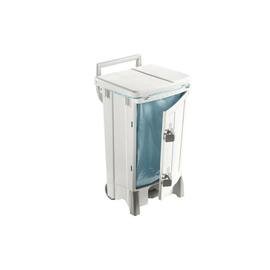 pedal dustbin 95 l plastic white lid colour white with pedal  L 530 mm  B 500 mm  H 930 mm with door product photo