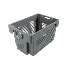 stack and nest container ROTA 60 ltr PE grey nestable perforated product photo