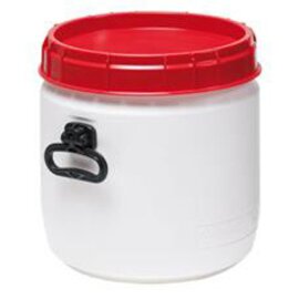 super wide-neck barrel HDPE white red lid 26 ltr  Ø 338 mm  H 356 mm product photo