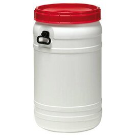 super wide-neck barrel HDPE white red lid 110 ltr  Ø 455 mm  H 778 mm product photo