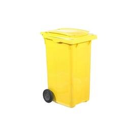 waste container 240 ltr plastic yellow hinged lid  L 725 mm  B 580 mm  H 1075 mm product photo