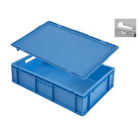 cup transport container with lid blue 33 ltr | 600 mm x 400 mm H 170 mm product photo