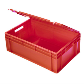 cup transport container with lid red 42 l | 600 mm x 400 mm H 220 mm product photo