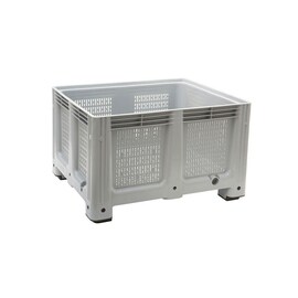 pallet box 610 ltr HDPE pale grey perforated product photo