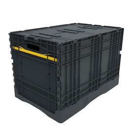 collapsible box with lid Euronorm black 80 ltr | 600 mm x 400 mm H 400 mm product photo