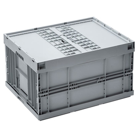 collapsible box with lid Euronorm grey 169 ltr | 800 mm x 600 mm H 450 mm product photo