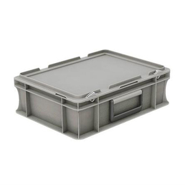 transport container | case box with lid Euronorm grey 10 ltr | 400 mm x 300 mm H 133 mm product photo