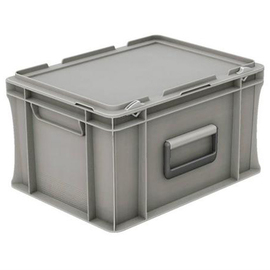 transport container | case box with lid Euronorm grey 20 ltr | 400 mm x 300 mm H 233 mm product photo