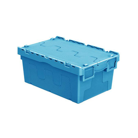 lidded crate Euronorm dark blue 46 ltr | 600 mm x 400 mm H 265 mm product photo