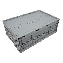 collapsible box with lid Euronorm grey 39 ltr | 600 mm x 400 mm H 220 mm product photo